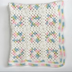 Granny Squares Knit Pastel Baby Blanket
